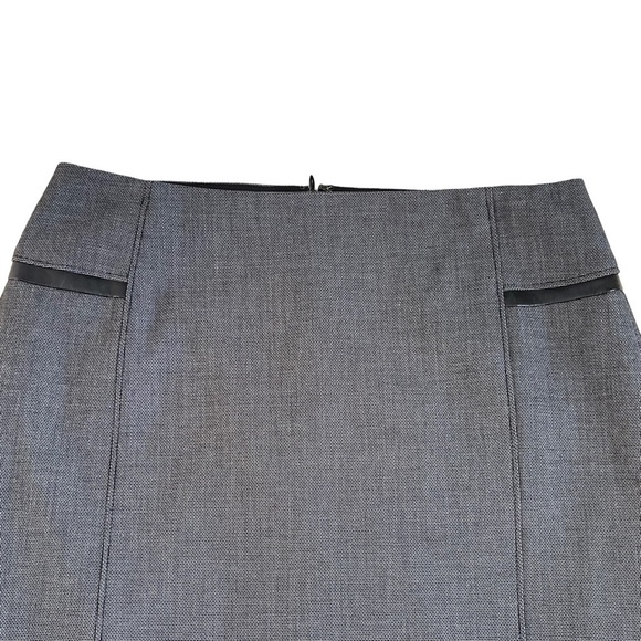 White House Black Market Women’s Luxe Suiting Pencil Skirt Size 8 Leather Trim - Picture 4 of 10